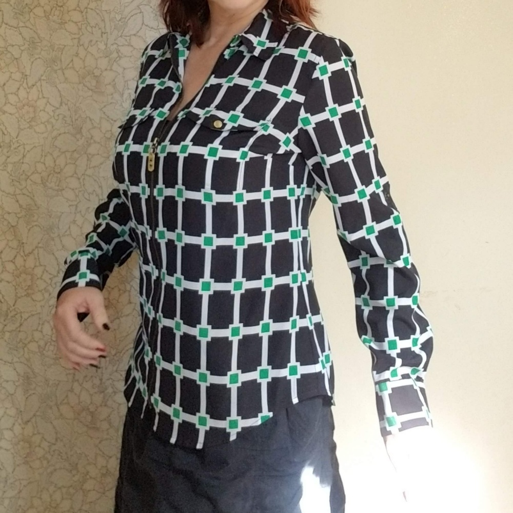 Michael Kors Blue and Green Blouse